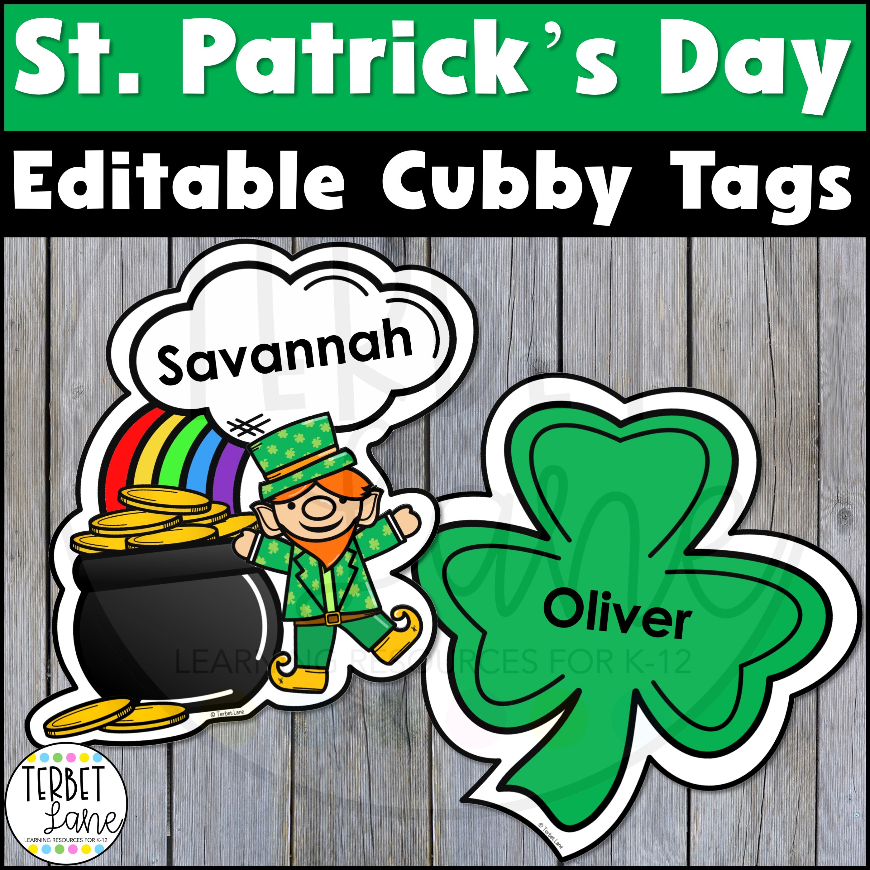 St Patricks Day Gift Tags Editable Labels Printable Shamrock Name tags