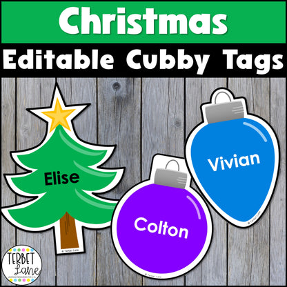 Editable Christmas Cubby Tags Bundle