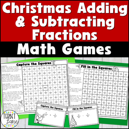 Adding and Subtracting Fractions Christmas - Fractions with Like Denominators