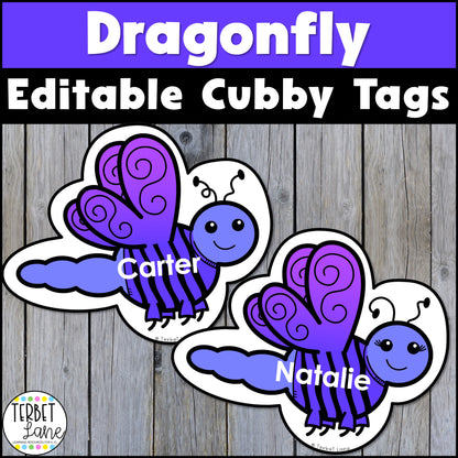 Editable Dragonfly Spring Cubby Tags | Spring Locker Labels