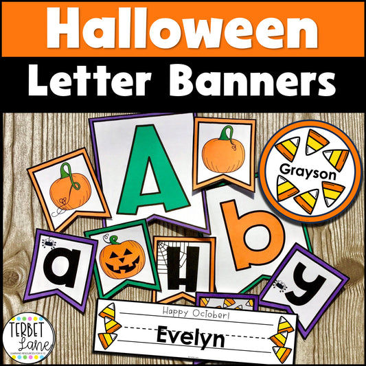 Halloween Bulletin Board Letters & Editable Name Tags
