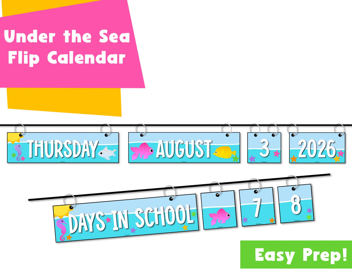 Under the Sea Daily Flip Calendar Classroom Printable | Ocean Theme Days in School