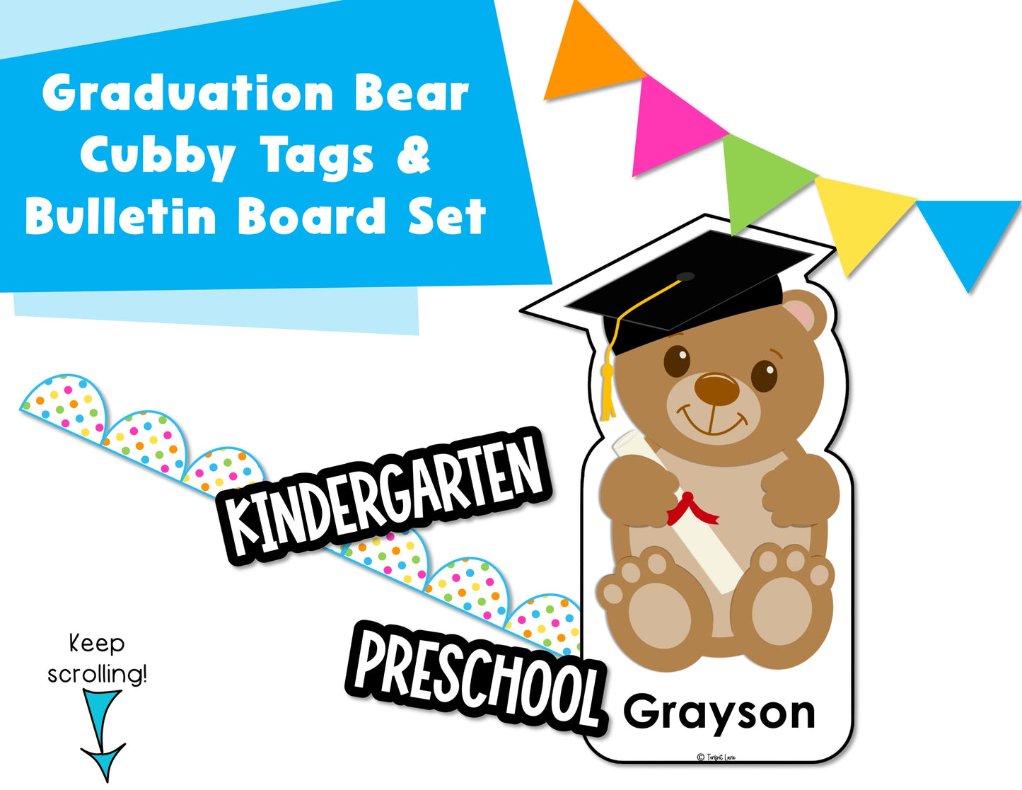 Editable Graduation Cubby Tags & Bulletin Board or Door Decorations Kit