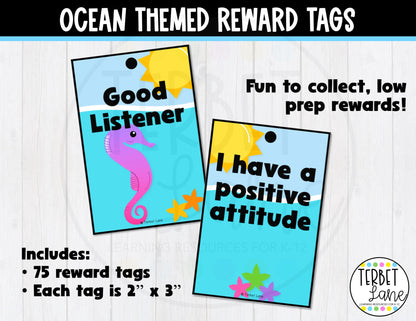 Ocean Themed Reward Tags
