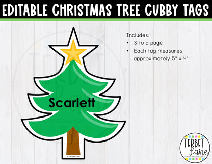 Editable Christmas Tree Cubby Tags | Locker Labels