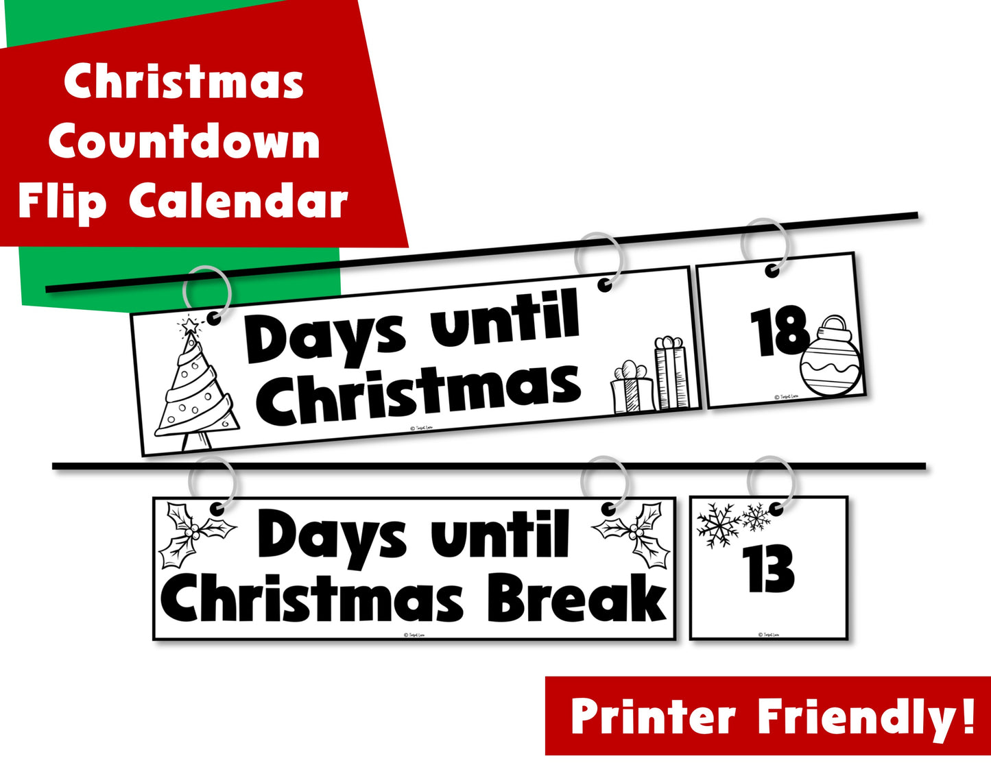 Christmas Countdown Calendar Christmas Break Countdown Flip Calendar