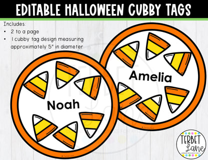 Editable Halloween Cubby Name Tags | Halloween Desk Name Tags