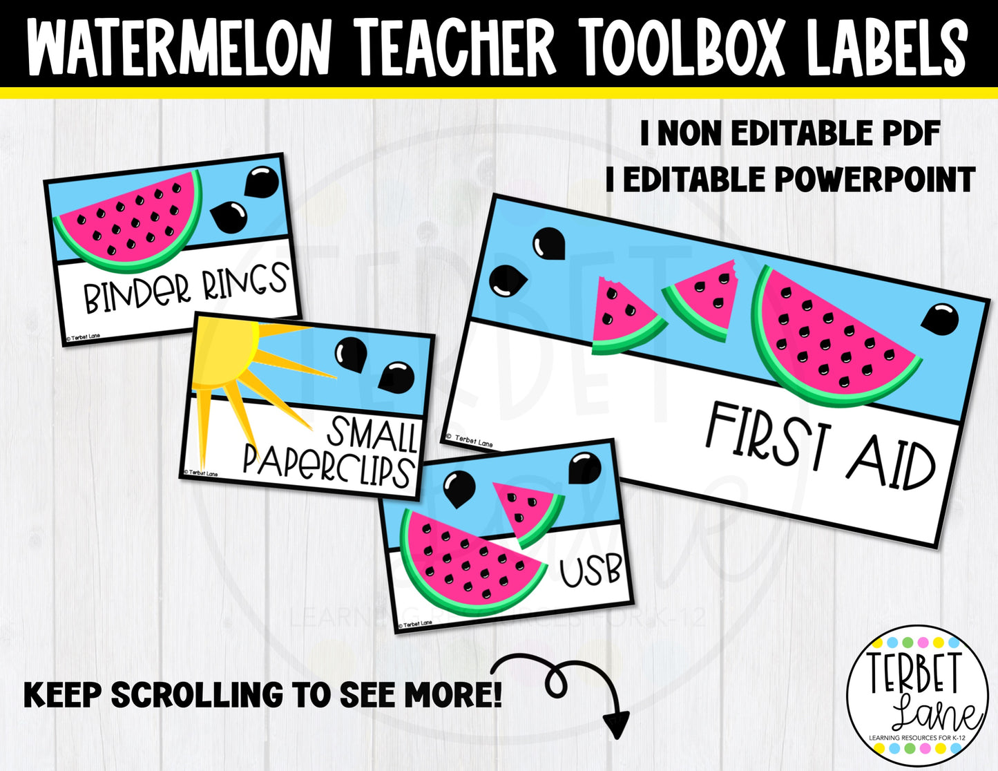 Editable Teacher Toolbox Labels Watermelon Theme