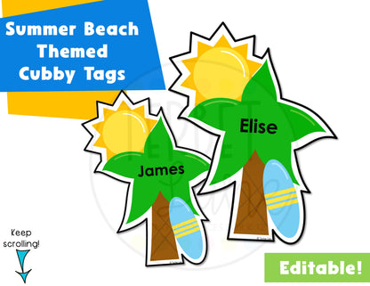 Editable Summer Cubby Name Tags Bundle