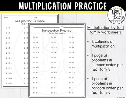 Multiplication and Division Practice Worksheet Bundle