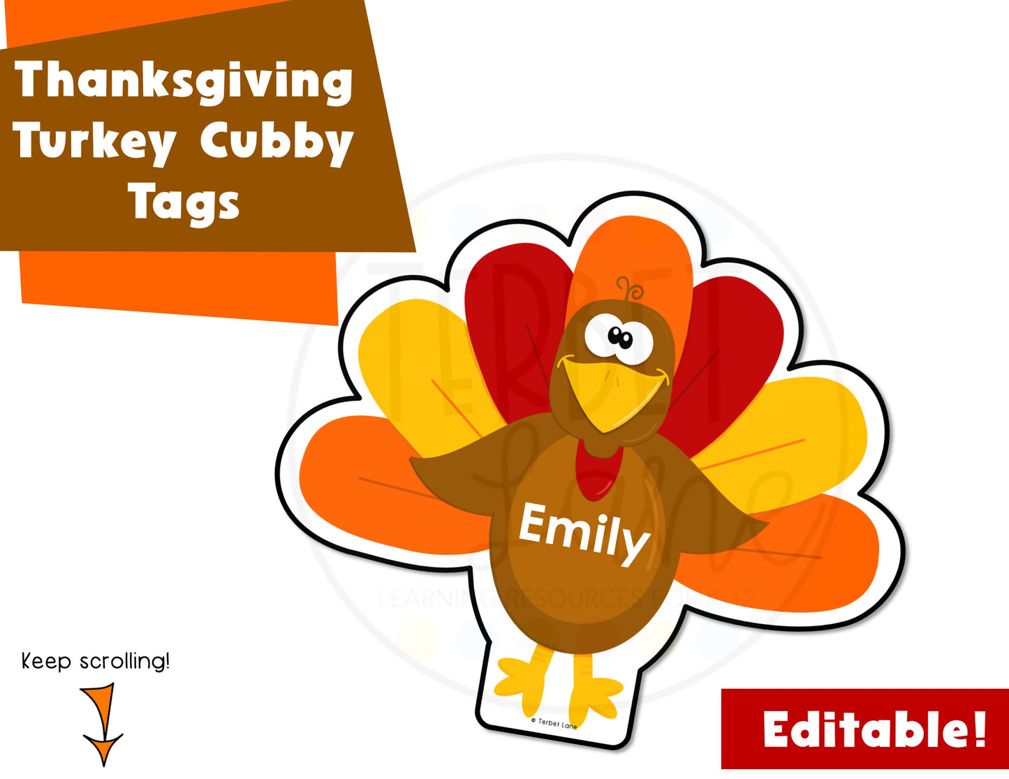 Editable Thanksgiving Cubby Tags | Locker Labels