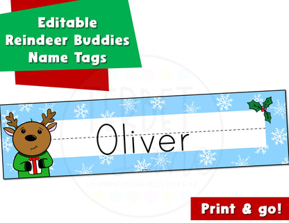 Editable Christmas Desk Name Tags Christmas Name Plates