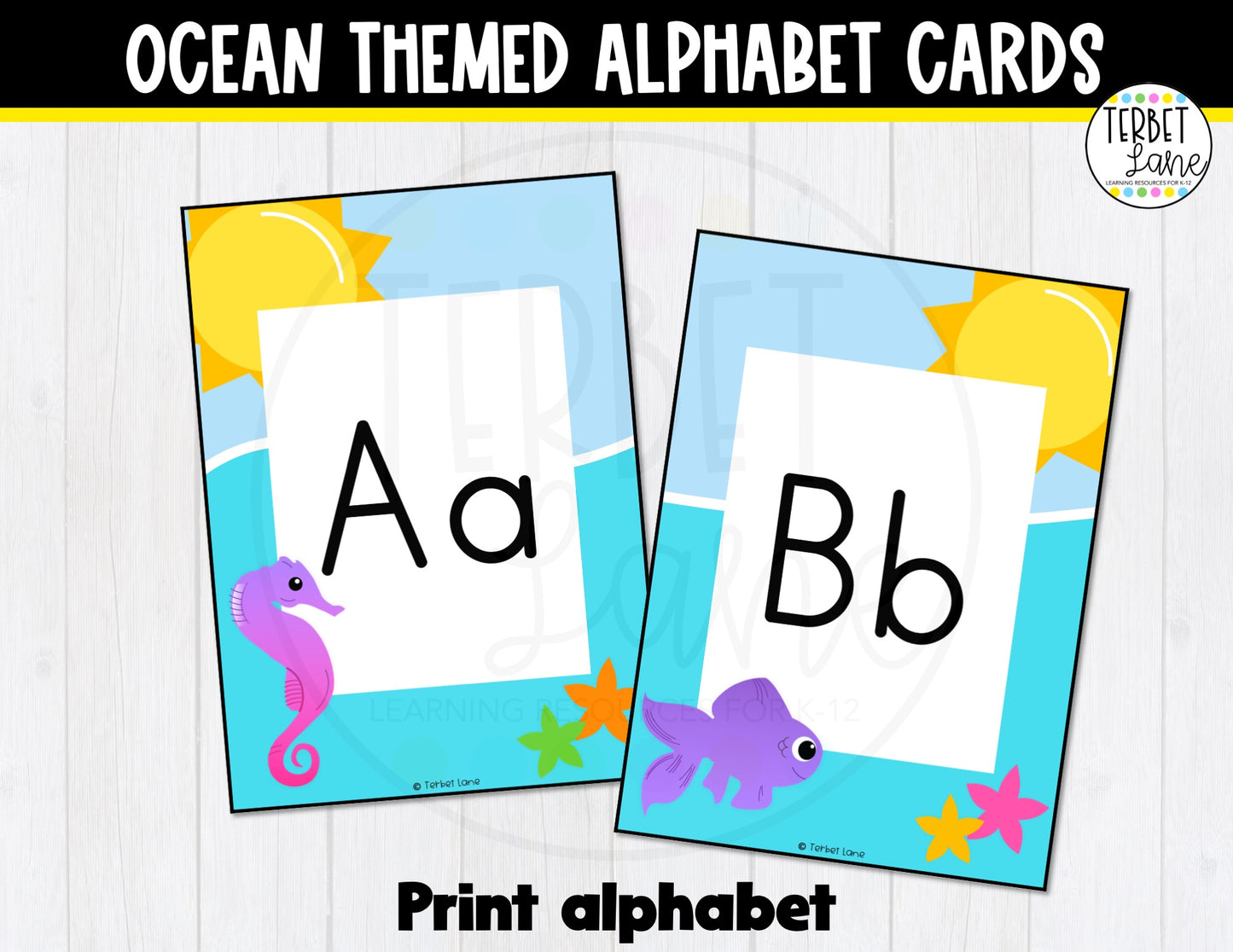Ocean Theme Alphabet Cards