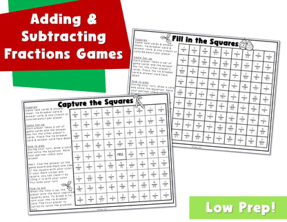 Adding and Subtracting Fractions Christmas - Fractions with Like Denominators