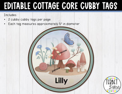 Editable Cottage Core Cubby Name Tags | Locker Labels
