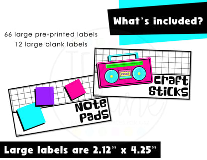 Retro 1980s Teacher Toolbox Labels