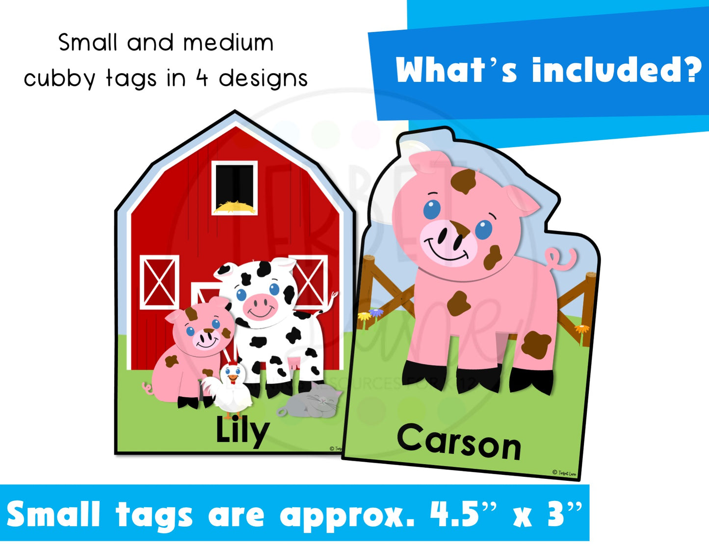 Editable Farm Themed Cubby Name Tags