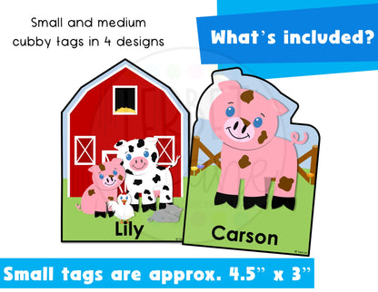 Editable Farm Themed Cubby Name Tags