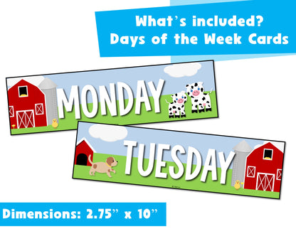 Farm Theme Daily Flip Calendar Classroom Printable | Days in School