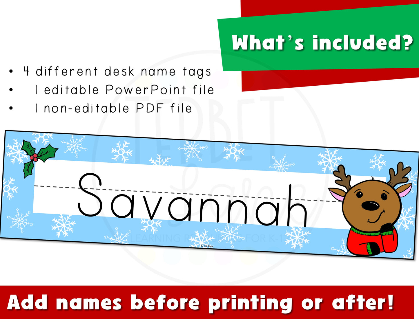 Editable Christmas Desk Name Tags Christmas Name Plates