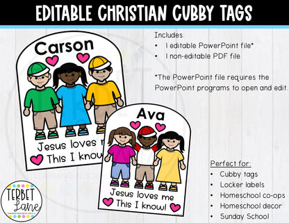 Editable Christian Cubby Tags | Locker Labels