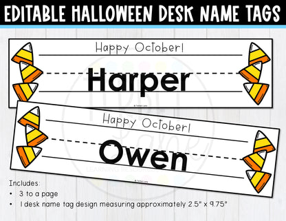 Editable Halloween Cubby Name Tags | Halloween Desk Name Tags