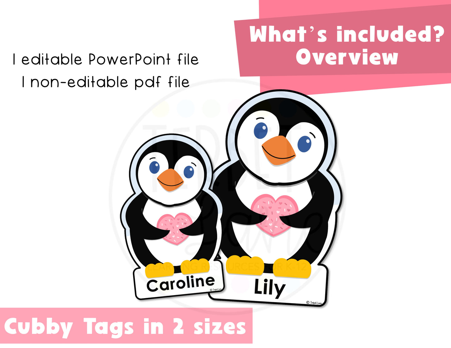 Editable Valentine Penguin Cubby Tags | Valentines Day Bulletin Board or Door Decoration