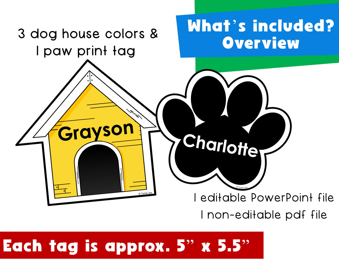 Editable Dog House Themed Cubby Tags
