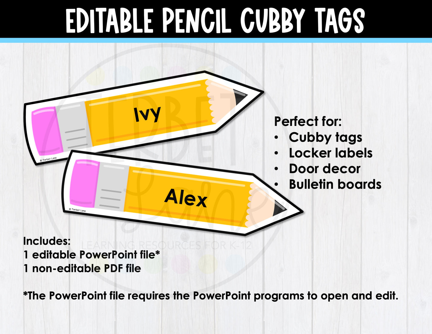 Editable Pencil Cubby Tags | Locker Labels