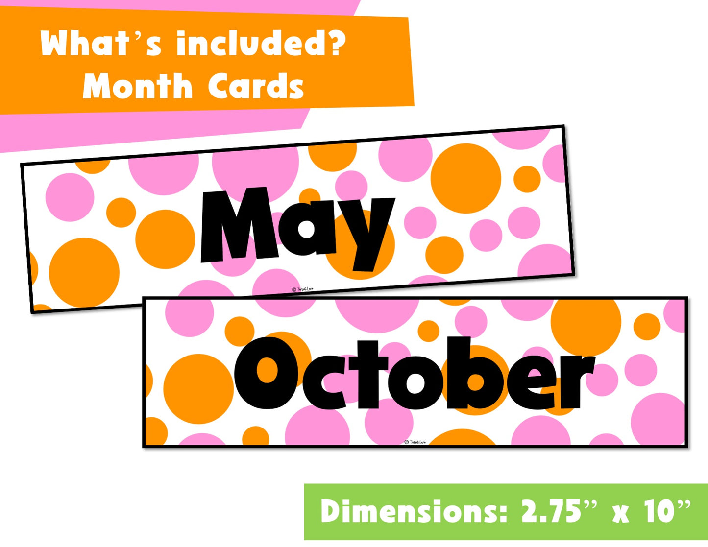 Orange and Pink Polka Dot Flip Calendar Classroom Printable