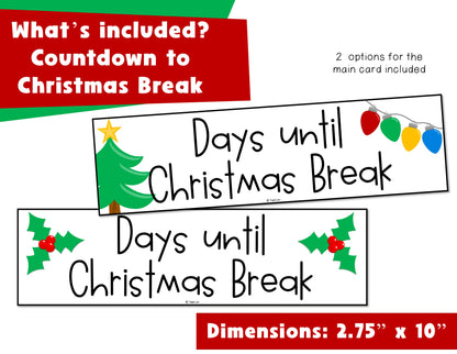 Countdown to Christmas Break Flip Calendar Christmas Countdown Calendar