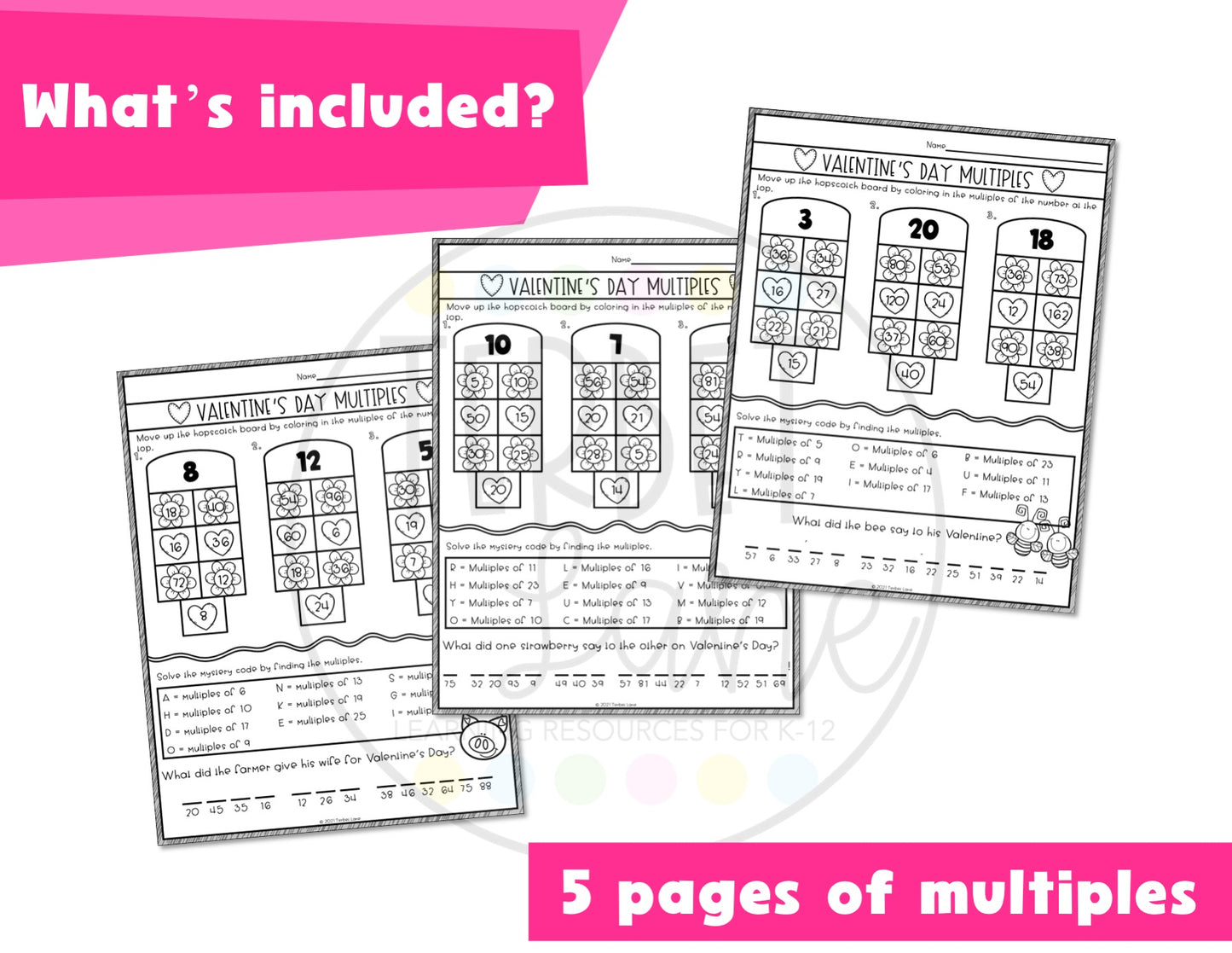 Valentine Factors and Multiples Worksheet Set