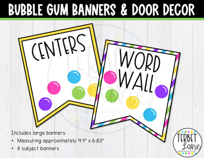 Bubble Gum Bulletin Board Letters | Editable Door Decor