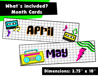 Retro 1980's Flip Calendar Classroom Printable