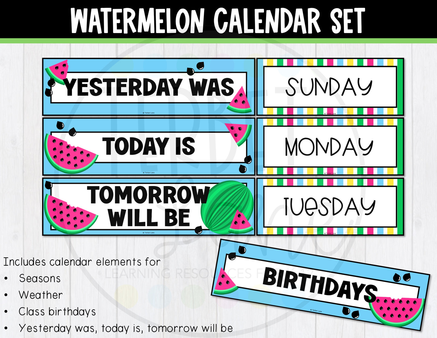 Watermelon Theme Bulletin Board Calendar Set