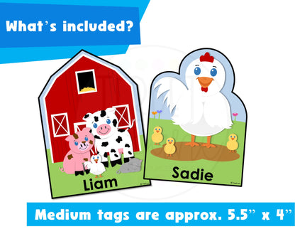 Editable Farm Themed Cubby Name Tags