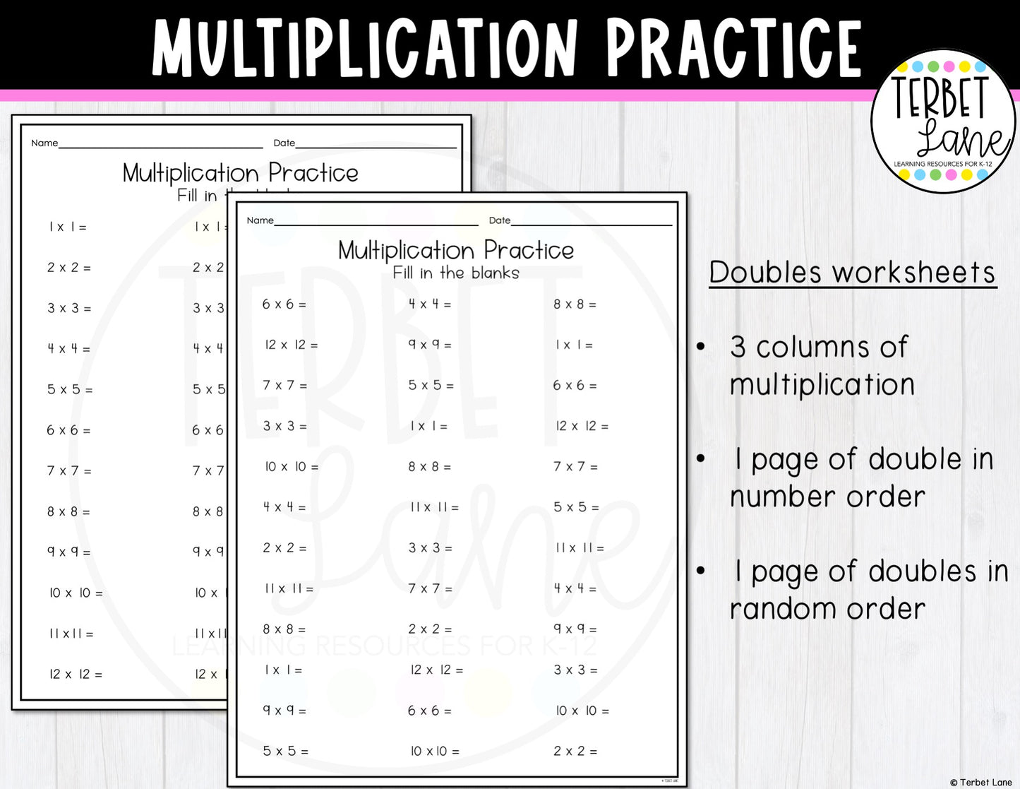 Multiplication and Division Practice Worksheet Bundle