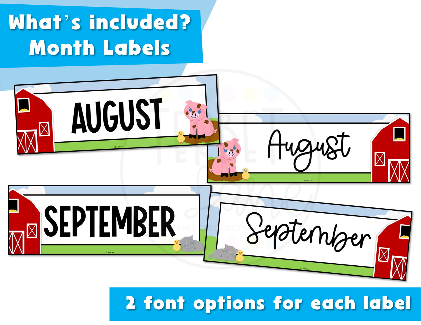 Farm Theme Classroom Decor Monthly Bulletin Board Calendar Set | Pocket Calendar