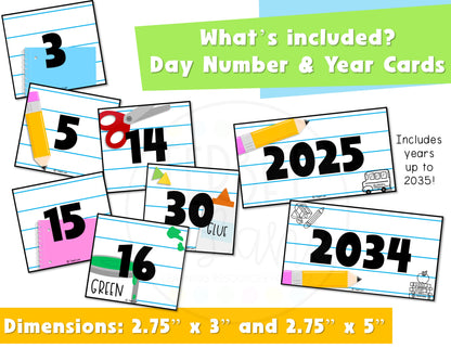 School Theme Daily Flip Calendar Classroom Printable Days in School Counter