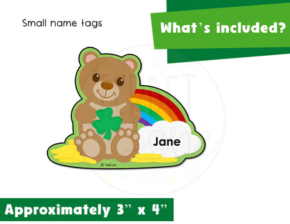 Editable St Patrick's Day Bear Cubby Tags