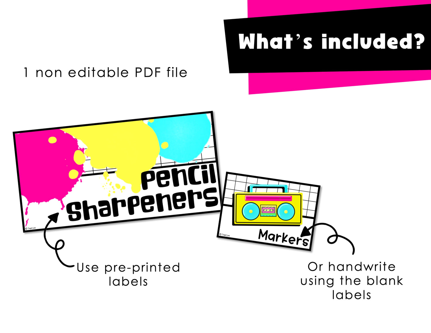 Retro 1980s Teacher Toolbox Labels