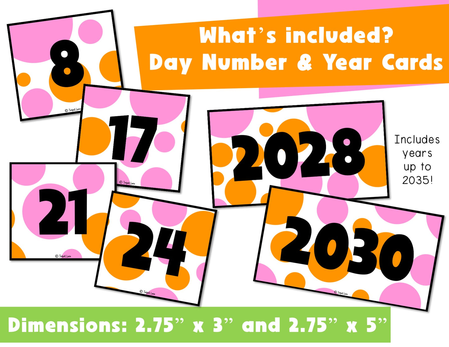 Orange and Pink Polka Dot Flip Calendar Classroom Printable