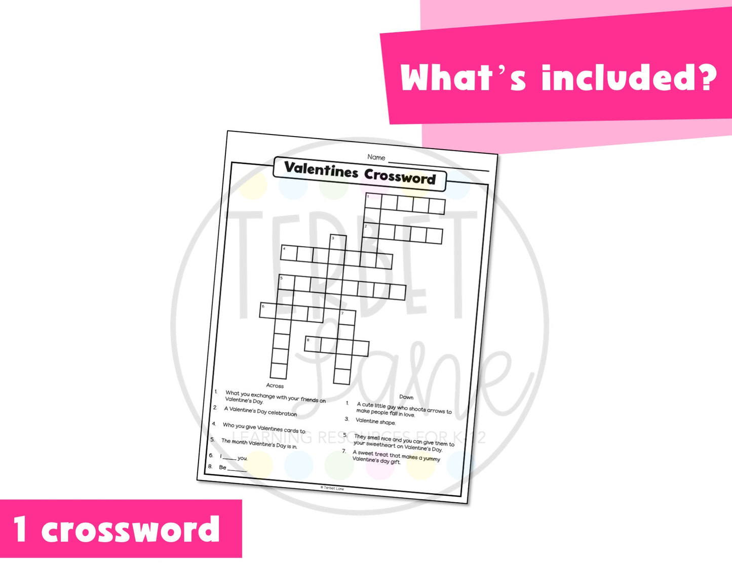 Valentines Crossword Puzzle | Valentine Maze | Valentines Crack the Code