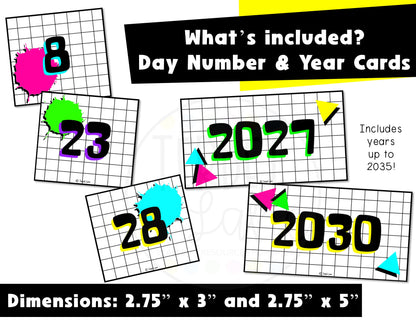 Retro 1980's Flip Calendar Classroom Printable