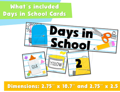 School Theme Daily Flip Calendar Classroom Printable Days in School Counter