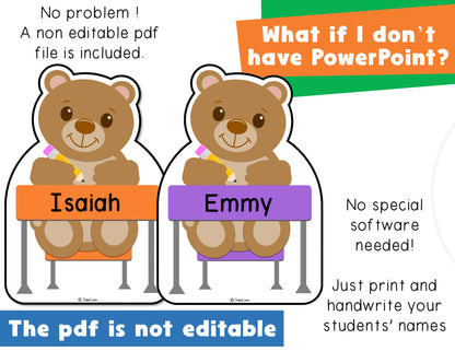 Editable Bears at School Cubby Tags | Fall Cubby Tags