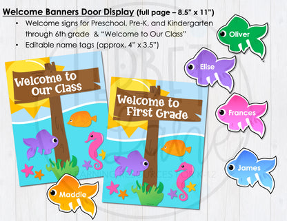 Ocean Themed Bulletin Board Letters and Welcome Door Decor