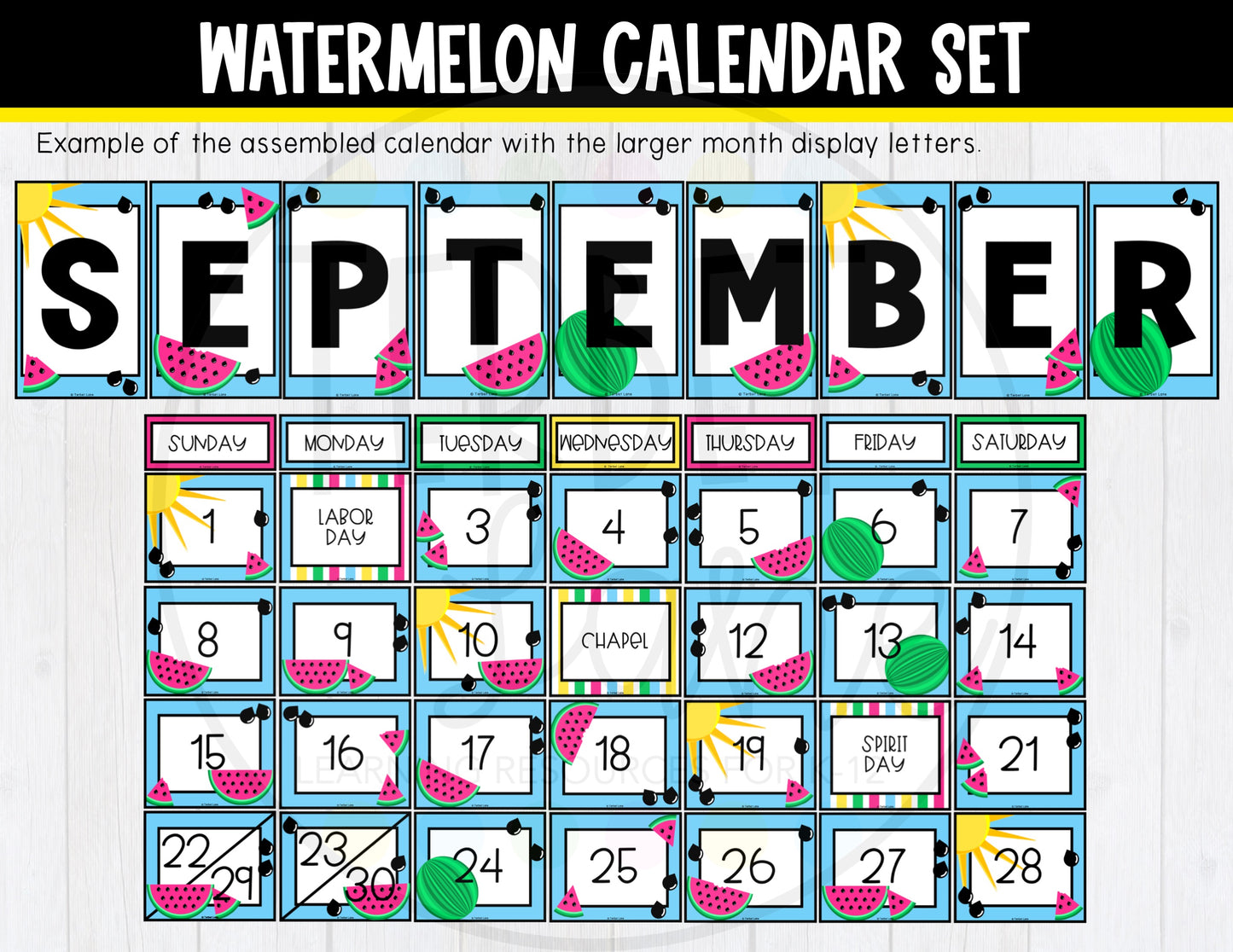 Watermelon Theme Bulletin Board Calendar Set