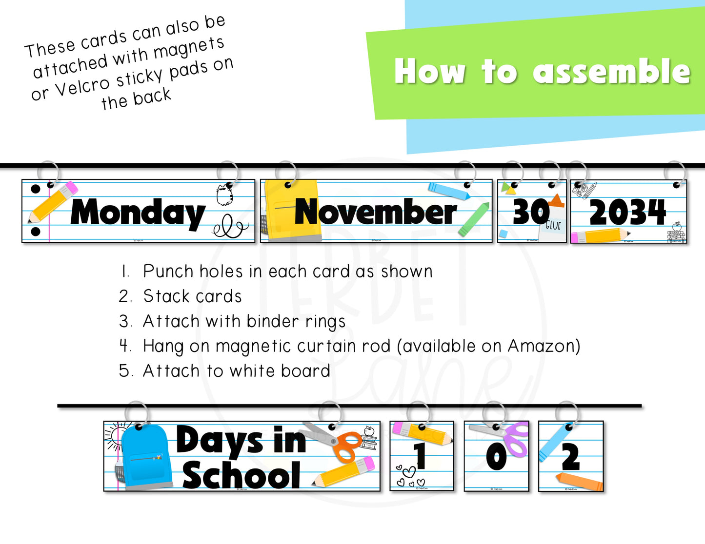 School Theme Daily Flip Calendar Classroom Printable Days in School Counter