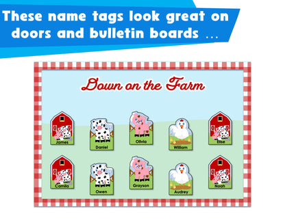 Editable Farm Themed Cubby Name Tags